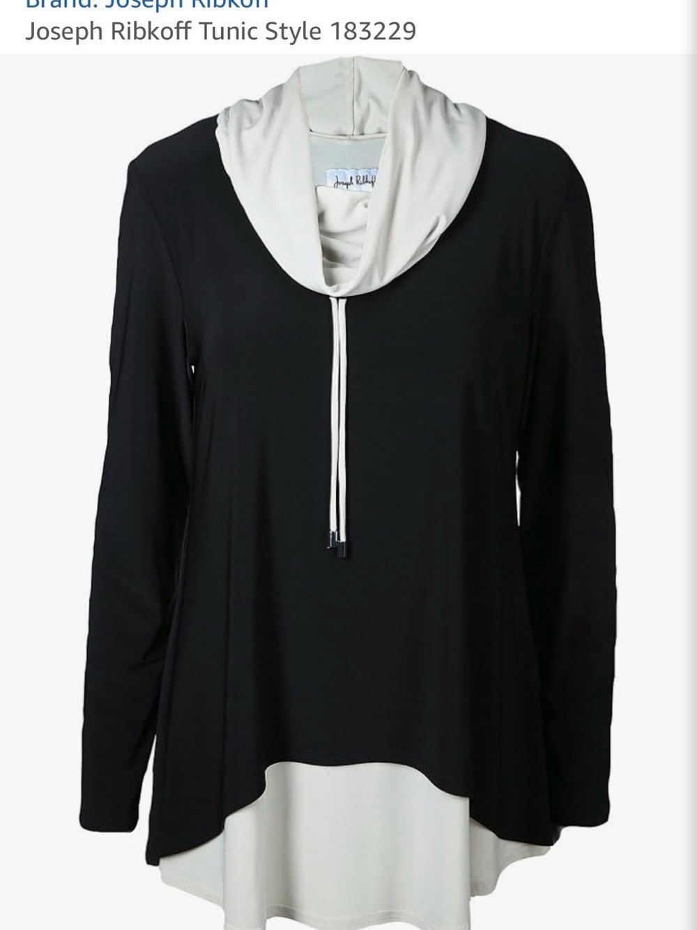 Joseph Ribkoff Black Tunic with White Hood and Hem